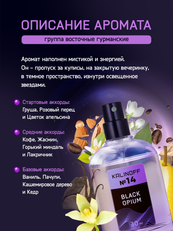 Духи KALINOFF №14 с феромонами 30 мл, Black Opium