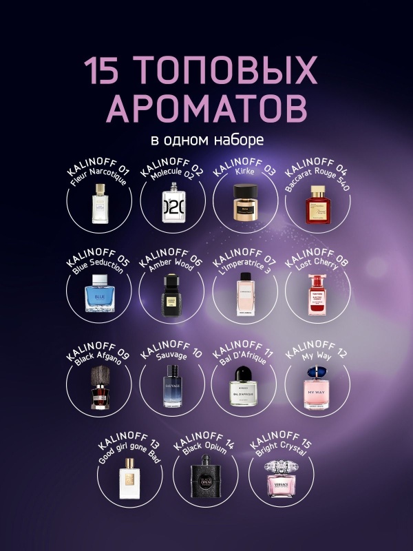 Набор духов KALINOFF с феромонами Alpha 1, 15 шт по 1 мл